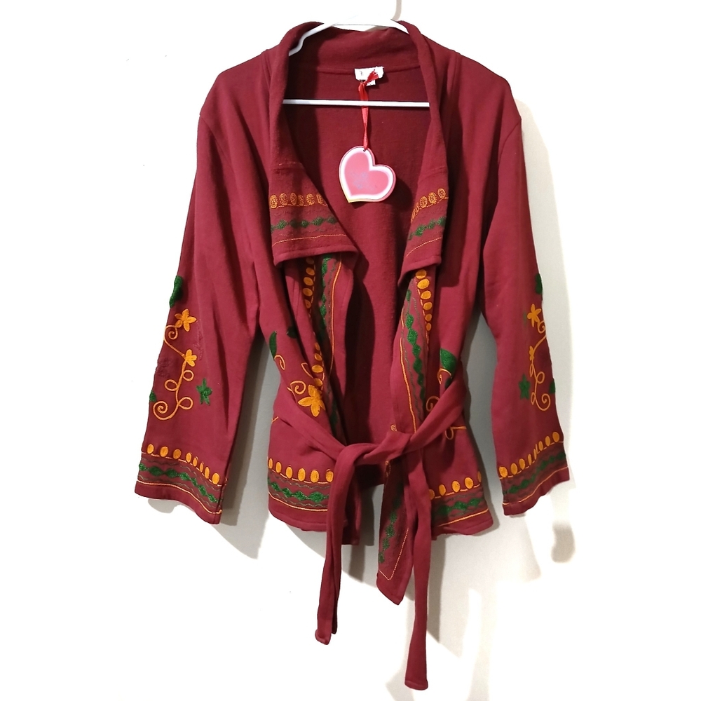 Nwt LUV2LUV Boho Embroidered Cardi M